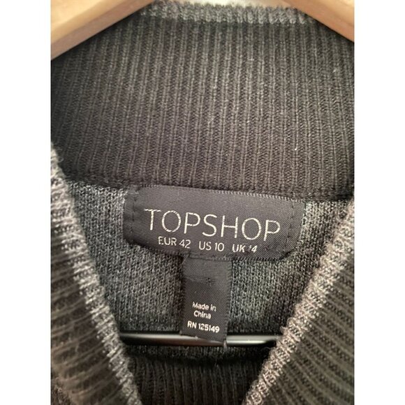 Topshop Mock Neck Jumper Dress Black With Grey Edging Size 10 - Picture 4 of 6